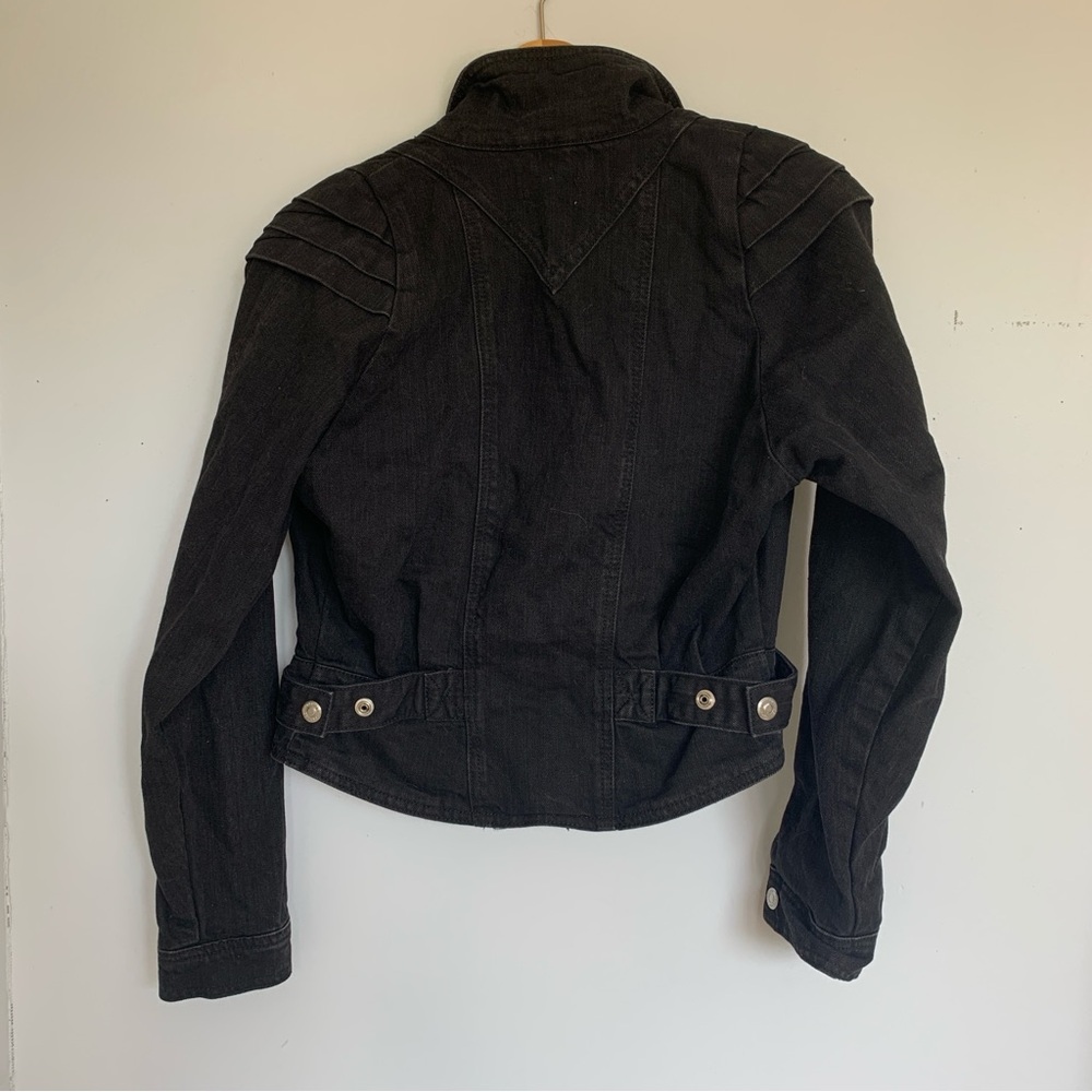 TOPSHOP BLACK DENIM BIKER JACKET - Picture 9 of 9